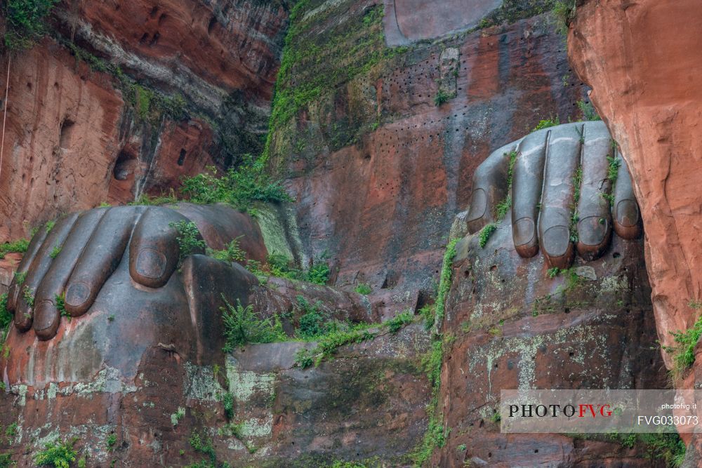 Giant Buddha, the largest buddha of the world carved on Emei Shan, sacred mount, Leshan, Sichuan, China