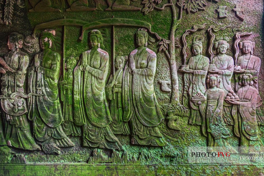 Sculptures in Leshan Giant Buddha Park, Sichuan, China