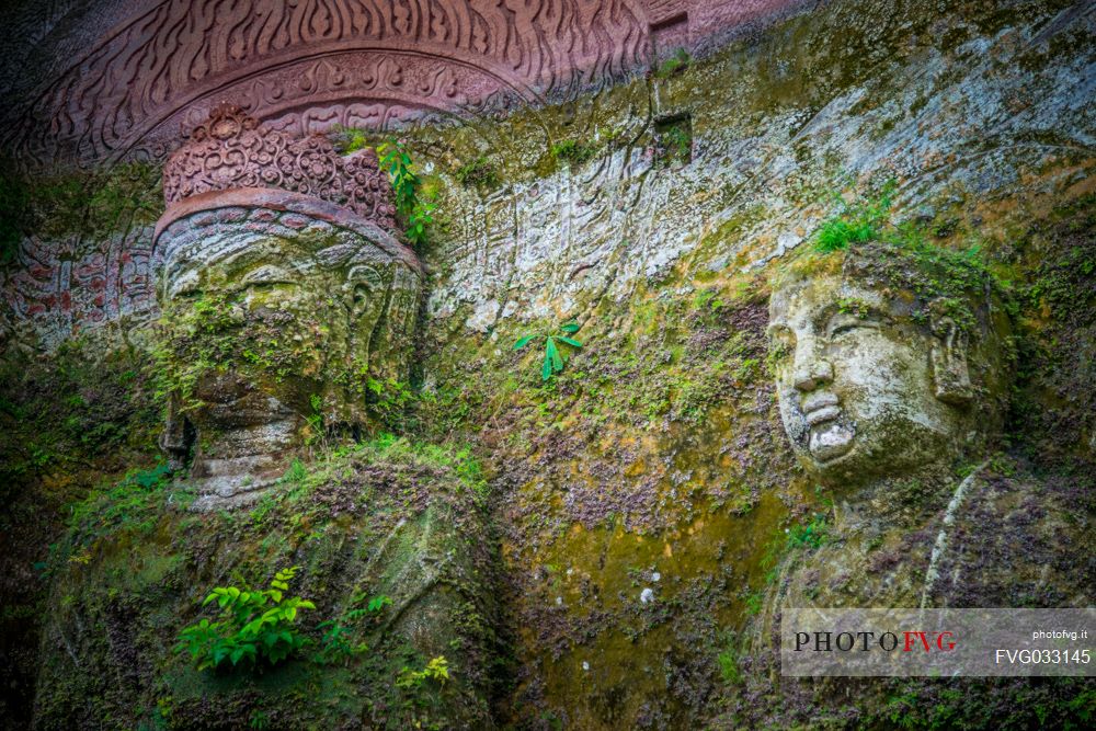 Sculptures in Leshan Giant Buddha Park, Sichuan, China