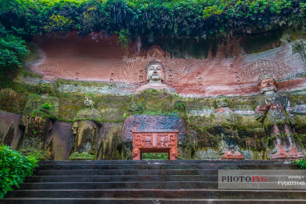 Sculptures in Leshan Giant Buddha Park, Sichuan, China