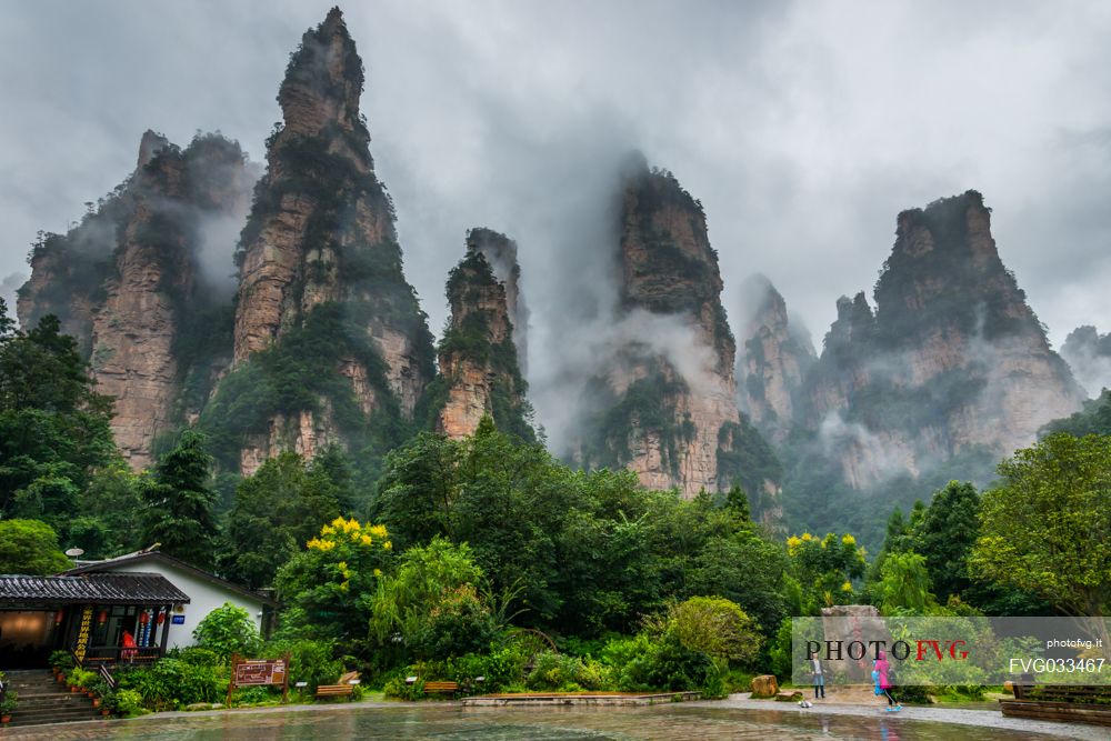 Tourist building in the Zhangjiajie National Forest Park, Hunan, China