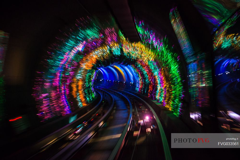 Colored tunner in the subway of Shanghai, China