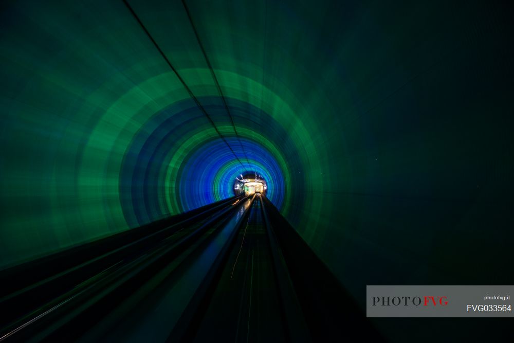 Colored tunner in the subway of Shanghai, China