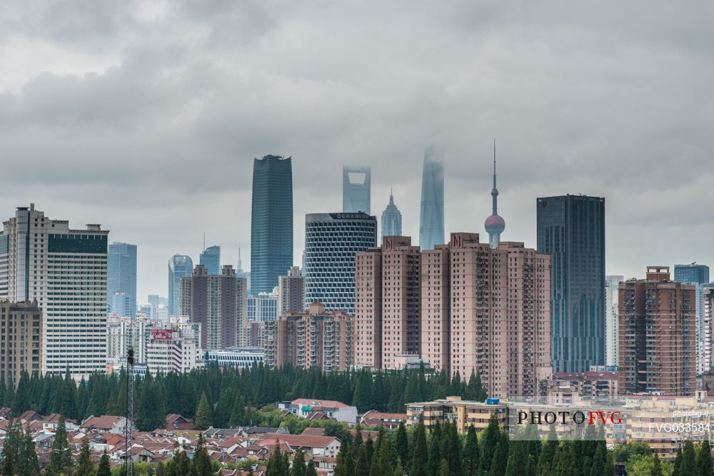 Shanghai city with Lujiazui Financial District skyline, China