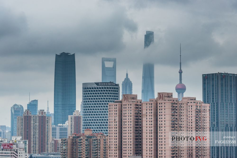 Shanghai city with Lujiazui Financial District skyline, China