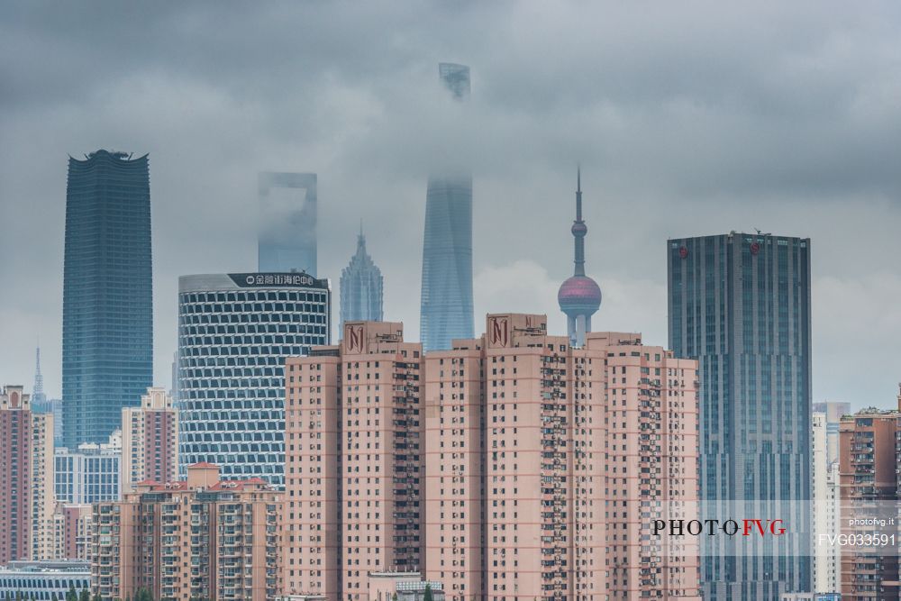 Shanghai city with Lujiazui Financial District skyline, China