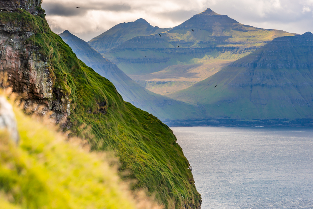 View of Eysturoy Island from  Kalsoy island, Faeroe Islands, Denmark, Europe