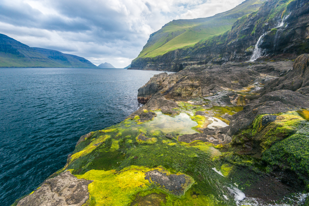 Wild coast near Mikladalur village, Kalsoy Island, Faeroe Islands, Denmark, Europe