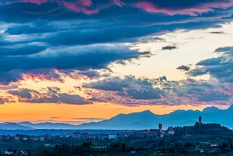 Sunset on the hills of San Miniato, Tuscany, Italy