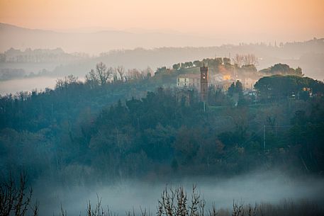 Sunrise on the hills of San Miniato, Tuscany, Italy