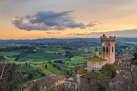 Tower of Matilde or Torre Matilde at sunset, San Miniato, Tuscany, Italy