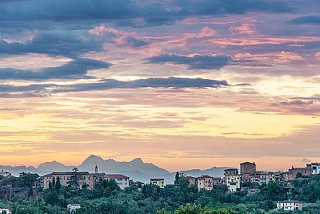 Sunset on the hills of San Miniato, Tuscany, Italy