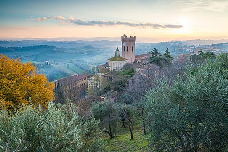 Tower of Matilde or Torre Matilde at sunset, San Miniato, Tuscany, Italy