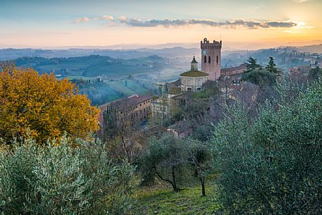 Tower of Matilde or Torre Matilde at sunset, San Miniato, Tuscany, Italy