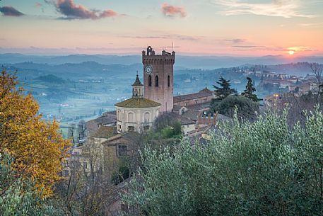 Tower of Matilde or Torre Matilde at sunset, San Miniato, Tuscany, Italy