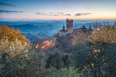 Tower of Matilde or Torre Matilde at sunset, San Miniato, Tuscany, Italy