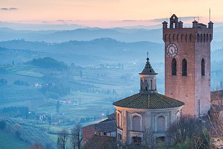 Tower of Matilde or Torre Matilde at sunset, San Miniato, Tuscany, Italy