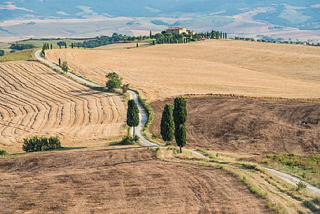 Country street in Orcia valley, Tuscany, Italy