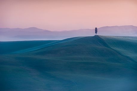 Crete Senesi landscapes at the twilight, Orcia valley, Tuscany, Italy Crete Senesi landscapes at the twilight, Orcia valley, Tuscany, Italy