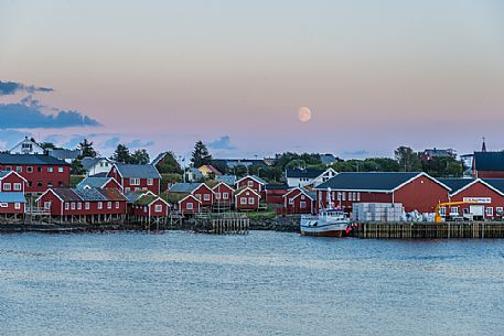 Rise of the moon on Reine village, Lofoten Islands, Norway