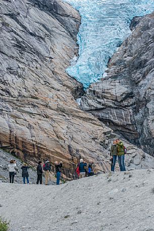 Tourists at Briksdal Glacier, Briksdalsbreen, Norway