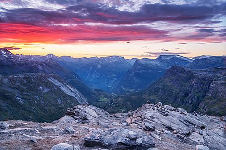 Sunset from Dalsnibba mount, Geiranger, Norway