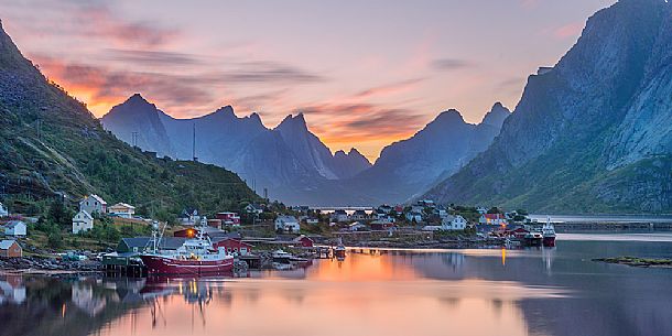 Reine village at sunset, Lofoten Islands, Norway