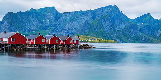 Rorbu, the typical Norwegian fishing house, Lofoten Islands, Norway Rorbu, the typical Norwegian fishing house, Lofoten Islands, Norway