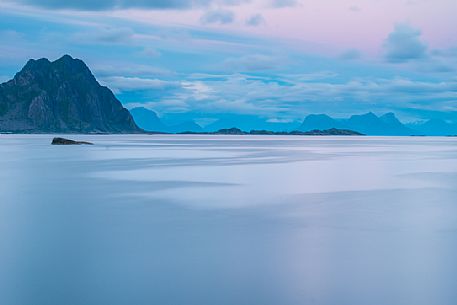 Sunset on the sea of Reine, Lofoten Islands, Norway