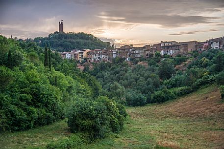 Sunset on the hills of San Miniato, Tuscany, Italy