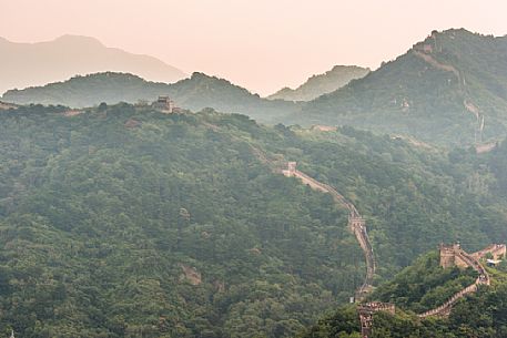 The great wall in the  Mutianyu village section, Beijing, China