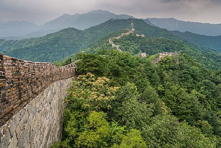 Great wall in the  Mutianyu village section, Beijing, China