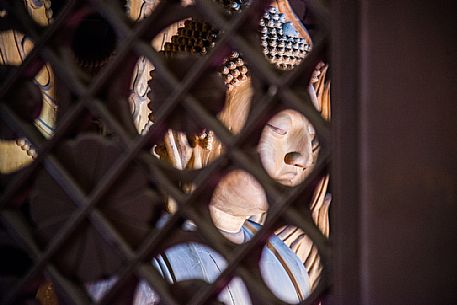 Buddha statue inside ancient hanging temple near Datong, Heng Shan mount, Shanxi, China