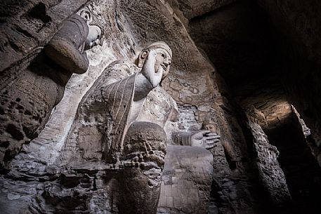 The beautiful ancient remains of Buddha Statue in Yungang Grottoes, Datong, Shanxi Province, China