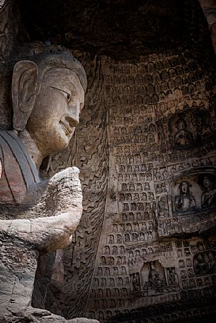 The beautiful ancient remains of Buddha Statue in Yungang Grottoes, Datong, Shanxi Province, China