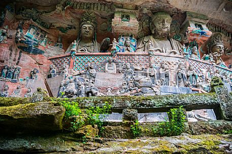 Dazu rock carvings area, Bei and Baoding Mountain in, Chongqing, China Dazu rock carvings area, Bei and Baoding Mountain in, Chongqing, China