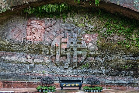 Sculptures in Leshan Giant Buddha Park, Sichuan, China