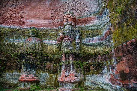 Sculptures in Leshan Giant Buddha Park, Sichuan, China