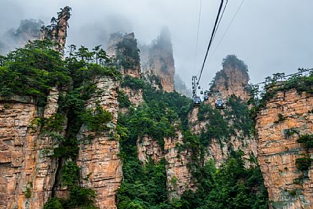 Cableway in the Zhangjiajie National Forest Park, Hunan, China
