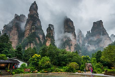Tourist building in the Zhangjiajie National Forest Park, Hunan, China