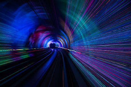 Colored tunner in the subway of Shanghai, China