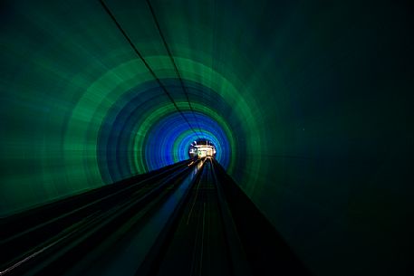 Colored tunner in the subway of Shanghai, China