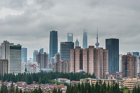 Shanghai city with Lujiazui Financial District skyline, China