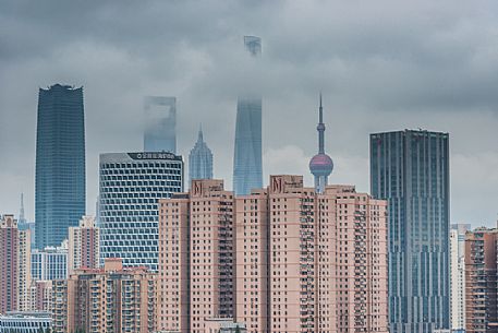 Shanghai city with Lujiazui Financial District skyline, China