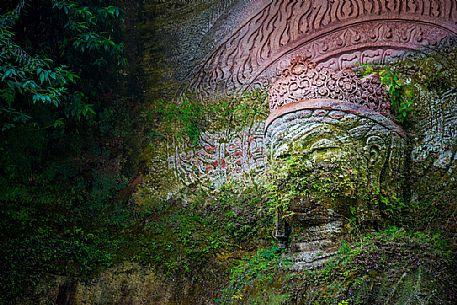 Sculpture in Leshan Giant Buddha Park, Sichuan, China