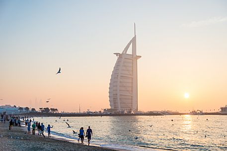 Burj Al Arab Hotel and Jumeirah beach, Dubai, United Arab Emirates, Asia