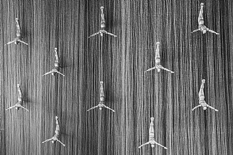 Waterfall with art sculptures of human in Dubai Mall, Dubai city, Emirate of Dubai, UAE, Asia Waterfall with art sculptures of human in Dubai Mall, Dubai city, Emirate of Dubai, UAE, Asia