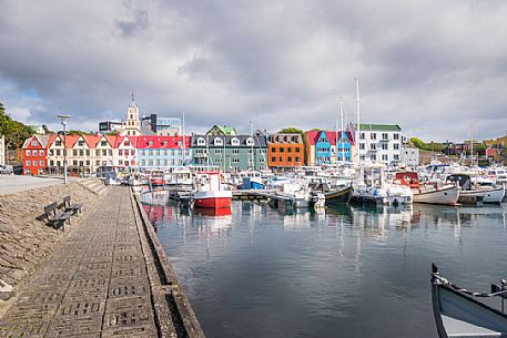 Seaport of Torshavn city, the capital of Faeroe islands in the Streymoy island, Denmark, Europe