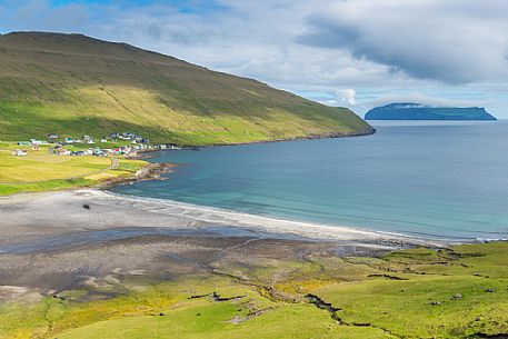 Sandvík village in the Suđuroy Island, Faeroe islands, Denmark, Europe Sandvík village in the Suđuroy Island, Faeroe islands, Denmark, Europe