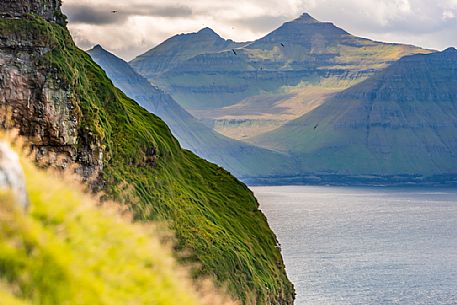 View of Eysturoy Island from  Kalsoy island, Faeroe Islands, Denmark, Europe